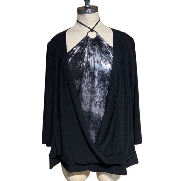 LANE BRYANT VENEZIA 2 IN1 SILVER AND BLACK TOP SIZE 26 NWT - Picture 1 of 6